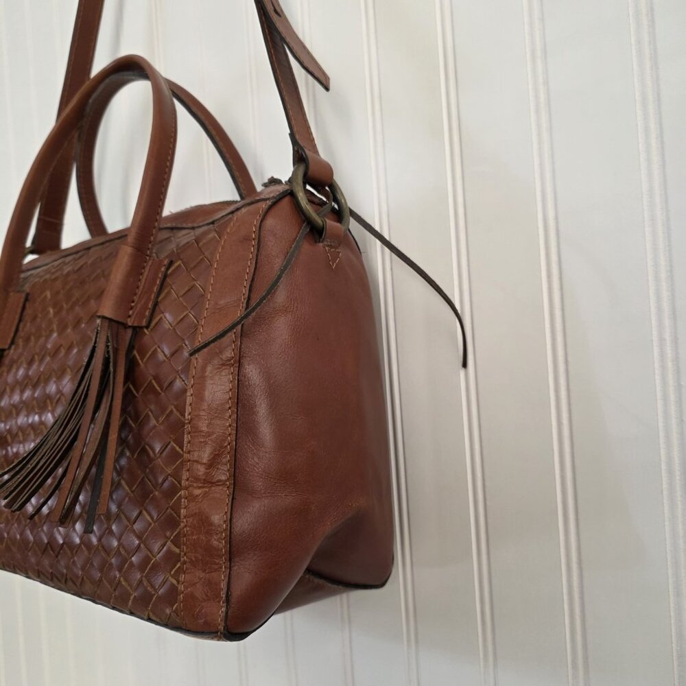 Noonday Monterey Shoulder or Hand Bag/Purse-Brown Woven Leather - Picture 6 of 12